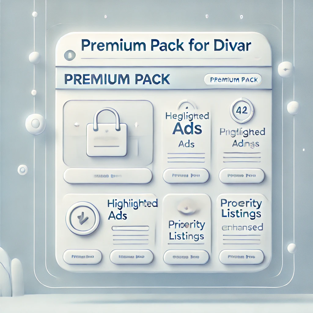 DALL·E 2025 02 24 09.30.27 A minimalistic and clean illustration for a website showcasing a software product called Premium Pack for Divar an online marketplace platform. Th